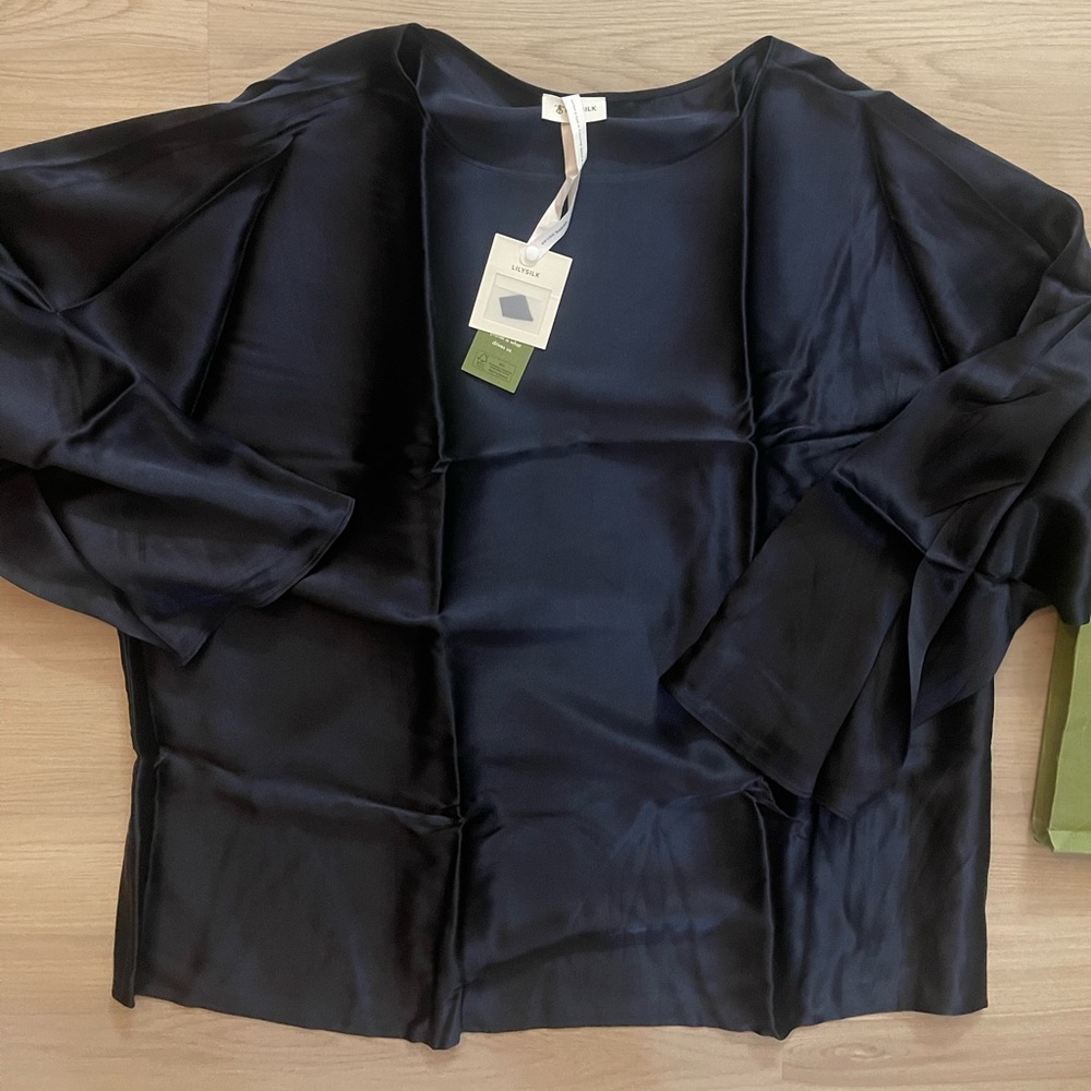 Lily Silk Navy Silk Blouse